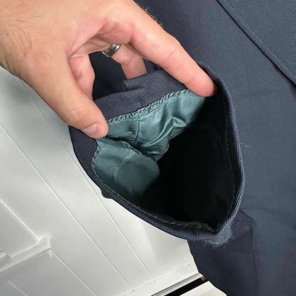 Vintage Stafford Gold Button Navy Hopsack Blazer - Picture 10 of 11